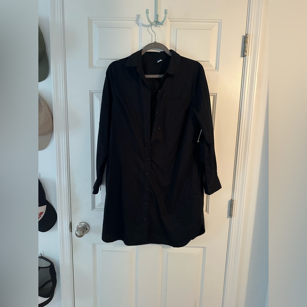 NWT black collared button down dresss